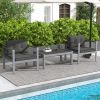 Contemporary Patio Sofa Chair with WPC Armrests and Back Cushions