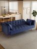 71-inch convertible love seat sofa, American retro blue velvet material