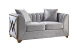 Velencia Modern Style Loveseat in Silver