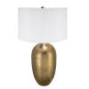 D18x31" Round Aluminum Sheet Gold Table Lamp with White Fabric Shade(Lamp Shade Assembly Required)