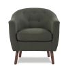 Gray Fabric Upholstered Accent Chair 1pc Espresso Finish Legs Button Tufted Solid Wood Furniture Living Room Chair
