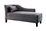 Modern Contemporary 1pc Chaise Gray Linen Like Fabric Nailhead Trim Living Room Bench Pillow
