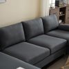 280*130*85 U-Shaped 4-Seat Linen Seat Frame Wooden Frame Back Iron Frame Silver Feet Indoor Modular Sofa Dark Gray