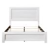 White Finish Queen Size Panel Bed Wooden Bedroom Furniture 1pc, Bed in a Box