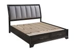 1pc Queen Storage Platform Bed Upholstered Ultra-plush Headboard Two Footboard Storage Drawers Solid Wood