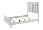 1pc Queen Size Panel Bed Upholstered Cushion LED Lights Headboard White Finish Wooden Solid Wood Furniture