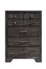 1pc Contemporary Dark Wood Grain Finish Metal Knobs Storage Drawers Tall Chest Wooden Gray