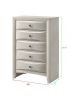 1pc Contemporary Neutral White Finish Curved Drawer Fronts Storage Five Drawers Chest Wooden