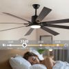 72" Walnut LED Ceiling Fan Light with 8 Wooden Blades, Remote Control