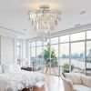 Large crystal chandelier in white chrome color