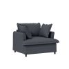 2 Piece Living Room Sofa Set with Throw Pillows, Chenille Sectional Couch Sets