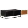 Coffee Table Natural Mango Wood and Black Rough Mango Wood, Iron, MDF