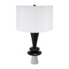 D15x26.7" Black Aluminum Table Lamp with Two Varying Disc Accents and White Shade(Lamp Shade Assembly Required)