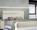 White 1pc Queen Size Bed Underbed LED Modern Bedroom Furniture Acrylic Trim Mattress Ready Bedframe
