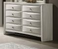 1pc Contemporary Neutral White Finish Curved Drawer Fronts Storage Six Drawers Dresser Wooden Furniture