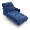 55" Chaise Lounge Indoor, Upholstered Furniture Lounge Chair with Left Armrest & Lumbar Pillow