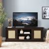 Farmhouse Rattan TV Stand Console Table for TVs up to 70 Inches