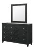 1pc Contemporary Modern White Faux Marble Top 6 Drawers Dresser Black Finish Bedroom Furniture