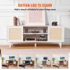 VEVOR Rattan TV Stand for 75in TV, Boho TV Stand with Rattan Door, Entertainment Center with Build-in Socket
