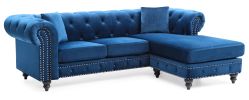 Glory Furniture Nola G0351B-SC Sofa Chaise ( 3 Boxes ), NAVY BLUE