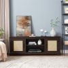 Farmhouse Rattan TV Stand Console Table for TVs up to 70 Inches