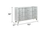 Landmark Traditional Style 9-Drawer Dresser With metal drawer pulls Made with Wood in Silver