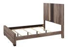 Contemporary Queen Panel LED Light Headboard Bed 1pc Brown Beige Gray Finish Wooden Bedroom Furniture