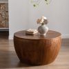31.50"Vintage Style Bucket Shaped Coffee Table with storage function, for Office