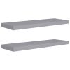 Wall Shelf Set of 2 Grey Honeycomb MDF