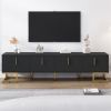 ON-TREND Modern TV Stand with Metal Legs and Gold Handles for TVs Up to 80''