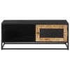 Coffee Table Natural Mango Wood and Black Rough Mango Wood, Iron, MDF