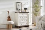 Farmhouse Style 5 Drawer Dresser Chest with Base Wooden Rustic Chest of Drawers