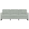 3-seater Sofa Light grey Velvet (100% polyester)