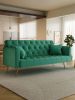 71 inch convertible love seat sofa, American retro green velvet