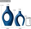 Hollow Ceramic Accent Vase Set of 2 for Shelf or Entryway