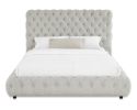 1pc Contemporary Upholstered Queen Bed Tufted Headboard and Footboard Bedroom Furniture Dove Gray
