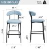 26'' Counter height bar stools Teddy fabric cover kitchen island counter bar stool with black powder coating base and footrest(BLUE)