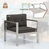 Contemporary Patio Sofa Chair with WPC Armrests and Back Cushions