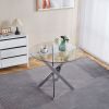 Dining Table with cross metal leg and tempered glass
