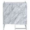 White Printed Faux Marble and Chrome Accent Table