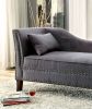 Modern Contemporary 1pc Chaise Gray Linen Like Fabric Nailhead Trim Living Room Bench Pillow
