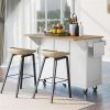 Kitchen Cart with Rubber wood Drop-Leaf Countertop, Cabinet door internal storage racks