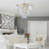 20" Luxury 3-Tier Crystal Chandelier, 7-Light Gold Frame Pendant Light