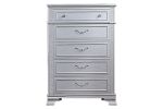 Elegance Gray Finish 5-Drawers Chest Contemporary 1pc Chest Pull Handles and crystal Knobs Bedroom