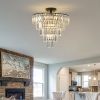 20" Black Crystal Chandelier Ceiling Light