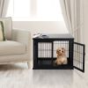 PawHut Modern Wooden Dog Crate Furniture Double Door for Small Dogs Stylish Black