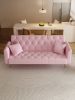 71 inch convertible love seat sofa, American retro pink velvet