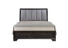 1pc Queen Storage Platform Bed Upholstered Ultra-plush Headboard Two Footboard Storage Drawers Solid Wood
