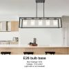 5-Light Industrial Modern Dining Room Ceiling Lighting in Matte Black Finish with Glass Shade Classic Pendant Island Lighting Fixture for Living Room