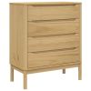 Drawer Cabinet Wax Brown Solid Pine Wood Medium Chest Of Drawers